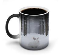 KOAYUBFC Coffee Mug 11 Oz White Rabbit in The Snow Color Changing Mugs, Heat Changing Coffee Mugs with Handle, Heat Sensitive Magic Mug for Women Men Funny Ceramic Cup for Tea Latte Milk Cocoa