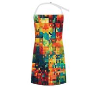 KOAYUBFC Cooking Apron Pixel Art Pattern Printed BBQ Kitchen Chef Apron for Painting Home Or Outdoor BBQ Baking Cooking Restaurant Kitchen Garden