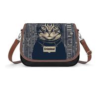 KOAYUBFC Criminal Cat Pictures Crossbody Bags for Women Removable Straps And Zipper Closure Leather Shoulder Bags Womens Handbags Clutch Purse