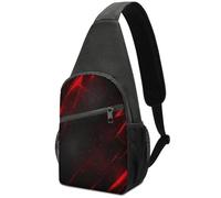 KOAYUBFC Cross Body Bag Sling Backpack Casual Pouch Asgens Crossbody Sports Chest Bags Black And Red Background Tactical Chest Bag Suitable for Hiking Cycling Running Shopping And More Unisex