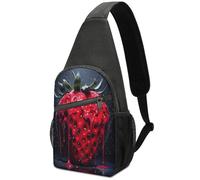 KOAYUBFC Cross Body Bag Sling Backpack Casual Pouch Asgens Crossbody Sports Chest Bags Bright Red Strawberries Tactical Chest Bag Suitable for Hiking Cycling Running Shopping And More Unisex