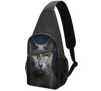 KOAYUBFC Cross Body Bag Sling Backpack Casual Pouch Asgens Crossbody Sports Chest Bags Gray Cat Stares Tactical Chest Bag Suitable for Hiking Cycling Running Shopping And More Unisex