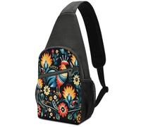 KOAYUBFC Cross Body Bag Sling Backpack Casual Pouch Asgens Crossbody Sports Chest Bags Polish Folk Art Pattern Tactical Chest Bag Suitable for Hiking Cycling Running Shopping And More Unisex