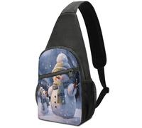 KOAYUBFC Cross Body Bag Sling Backpack Casual Pouch Asgens Crossbody Sports Chest Bags Winter Snowman Tactical Chest Bag Suitable for Hiking Cycling Running Shopping And More Unisex