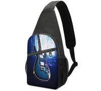 KOAYUBFC Crossbody Bags for Women Men，Chest Bag Daypack Crossbody Blue Guitar Outdoor Sports Chests Bag Suitable for Hiking Running Cycling And Shopping