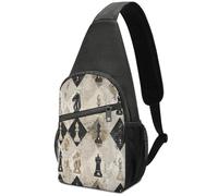 KOAYUBFC Crossbody Bags for Women Men，Chest Bag Daypack Crossbody Chess Piece Brown Pattern Outdoor Sports Chests Bag Suitable for Hiking Running Cycling And Shopping