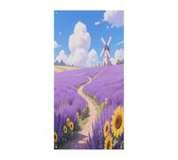 KOAYUBFC Curtain Dreamlike Lavender Field Door Window Curtains Suitable for Office Bedroom Window Outdoor Decoration Banner Door Curtains