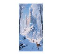 KOAYUBFC Curtain Frost And Snow Castle Door Window Curtains Suitable for Office Bedroom Window Outdoor Decoration Banner Door Curtains