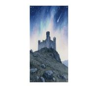 KOAYUBFC Curtain Hilltop Castle Door Window Curtains Suitable for Office Bedroom Window Outdoor Decoration Banner Door Curtains
