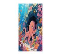 KOAYUBFC Curtain Octopuses in The Coral Reefs Door Window Curtains Suitable for Office Bedroom Window Outdoor Decoration Banner Door Curtains