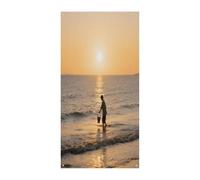 KOAYUBFC Curtain People Fishing at Sunrise Door Window Curtains Suitable for Office Bedroom Window Outdoor Decoration Banner Door Curtains
