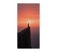 KOAYUBFC Curtain People Sitting Alone at Sunset Door Window Curtains Suitable for Office Bedroom Window Outdoor Decoration Banner Door Curtains