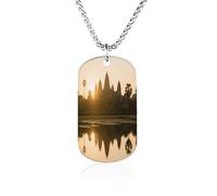KOAYUBFC Custom Angkor Wat Ruins Dog Tag Necklace 23.6" Chain Personalized Photo Pendant for Men Women Stainless Steel Memorial Picture Couple Necklace Jewelry Keepsake Bereavement Sympathy Gifts