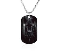 KOAYUBFC Custom Animal Panther Dog Tag Necklace 23.6" Chain Personalized Photo Pendant for Men Women Stainless Steel Memorial Picture Couple Necklace Jewelry Keepsake Bereavement Sympathy Gifts