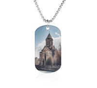 KOAYUBFC Custom Armenian Church Dog Tag Necklace 23.6" Chain Personalized Photo Pendant for Men Women Stainless Steel Memorial Picture Couple Necklace Jewelry Keepsake Bereavement Sympathy Gifts