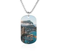 KOAYUBFC Custom Cape Town City View Dog Tag Necklace 23.6" Chain Personalized Photo Pendant for Men Women Stainless Steel Memorial Picture Couple Necklace Jewelry Keepsake Bereavement Sympathy Gifts