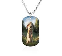 KOAYUBFC Custom Cute Funny Rabbit Dog Tag Necklace 23.6" Chain Personalized Photo Pendant for Men Women Stainless Steel Memorial Picture Couple Necklace Jewelry Keepsake Bereavement Sympathy Gifts