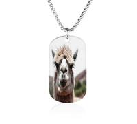 KOAYUBFC Custom Funny Alpaca Llama Dog Tag Necklace 23.6" Chain Personalized Photo Pendant for Men Women Stainless Steel Memorial Picture Couple Necklace Jewelry Keepsake Bereavement Sympathy Gifts