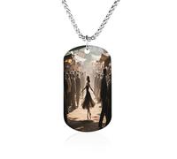 KOAYUBFC Custom Lonely Dancer Dog Tag Necklace 23.6" Chain Personalized Photo Pendant for Men Women Stainless Steel Memorial Picture Couple Necklace Jewelry Keepsake Bereavement Sympathy Gifts