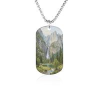 KOAYUBFC Custom Park Valley Dog Tag Necklace 23.6" Chain Personalized Photo Pendant for Men Women Stainless Steel Memorial Picture Couple Necklace Jewelry Keepsake Bereavement Sympathy Gifts