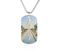 KOAYUBFC Custom Taj Mahal Gardens Dog Tag Necklace 23.6" Chain Personalized Photo Pendant for Men Women Stainless Steel Memorial Picture Couple Necklace Jewelry Keepsake Bereavement Sympathy Gifts