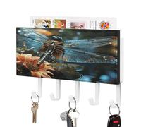 KOAYUBFC Dragonfly Flying on The Pond Key Holder Wall Mount Key Holder Decorative Keys Holders on Wall Keys Hooks Walls Adhesive for Doorway Hallway Entryway