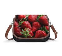 KOAYUBFC Fresh Strawberries Crossbody Bags for Women Removable Straps And Zipper Closure Leather Shoulder Bags Womens Handbags Clutch Purse