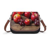 KOAYUBFC Fruits on Wood Crossbody Bags for Women Removable Straps And Zipper Closure Leather Shoulder Bags Womens Handbags Clutch Purse