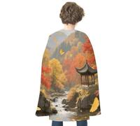 KOAYUBFC Halloween A Forest of Red Maples Cloak Reversible Cape Costume for Masquerade Halloween Cosplay Birthday Party Decoration