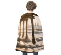 KOAYUBFC Halloween Afternoon at The Beach Cloak Reversible Cape Costume for Masquerade Halloween Cosplay Birthday Party Decoration