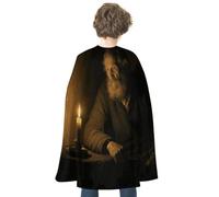 KOAYUBFC Halloween An Old Man by Candlelight Cloak Reversible Cape Costume for Masquerade Halloween Cosplay Birthday Party Decoration