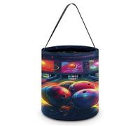 KOAYUBFC Halloween Candy Bucket Depict A Bowling Balls Trick Or Treat Bags Halloween Candy Tote Bag with Handles Reusable Candy Baskets for Halloweens Party Supplies Favors Gift Bags