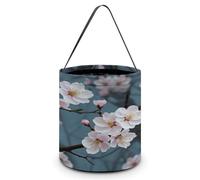 KOAYUBFC Halloween Candy Bucket Depict A Cherry Blossom Trick Or Treat Bags Halloween Candy Tote Bag with Handles Reusable Candy Baskets for Halloweens Party Supplies Favors Gift Bags