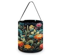 KOAYUBFC Halloween Candy Bucket Depict A Colorful Cactus Pattern Trick Or Treat Bags Halloween Candy Tote Bag with Handles Reusable Candy Baskets for Halloweens Party Supplies Favors Gift Bags