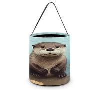 KOAYUBFC Halloween Candy Bucket Depict A Cute Otter Trick Or Treat Bags Halloween Candy Tote Bag with Handles Reusable Candy Baskets for Halloweens Party Supplies Favors Gift Bags