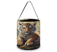 KOAYUBFC Halloween Candy Bucket Depict A Jungle Animals Trick Or Treat Bags Halloween Candy Tote Bag with Handles Reusable Candy Baskets for Halloweens Party Supplies Favors Gift Bags