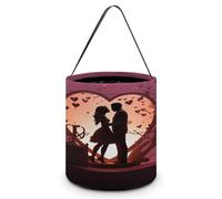 KOAYUBFC Halloween Candy Bucket Depict A Kissing Silhouette Trick Or Treat Bags Halloween Candy Tote Bag with Handles Reusable Candy Baskets for Halloweens Party Supplies Favors Gift Bags