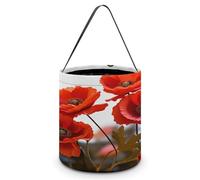 KOAYUBFC Halloween Candy Bucket Depict A Poppy Flowers Vivid Petals Trick Or Treat Bags Halloween Candy Tote Bag with Handles Reusable Candy Baskets for Halloweens Party Supplies Favors Gift Bags