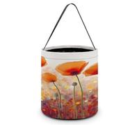 KOAYUBFC Halloween Candy Bucket Depict A Red Poppy Flowers Trick Or Treat Bags Halloween Candy Tote Bag with Handles Reusable Candy Baskets for Halloweens Party Supplies Favors Gift Bags