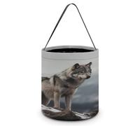KOAYUBFC Halloween Candy Bucket Depict A Wolf on The Mountain Trick Or Treat Bags Halloween Candy Tote Bag with Handles Reusable Candy Baskets for Halloweens Party Supplies Favors Gift Bags
