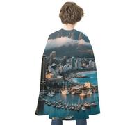 KOAYUBFC Halloween Cape Town City View Cloak Reversible Cape Costume for Masquerade Halloween Cosplay Birthday Party Decoration