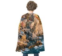 KOAYUBFC Halloween Coastal Town Cliff Cloak Reversible Cape Costume for Masquerade Halloween Cosplay Birthday Party Decoration