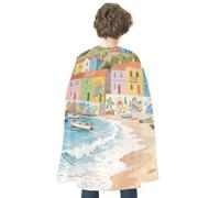 KOAYUBFC Halloween Colorful Town Cloak Reversible Cape Costume for Masquerade Halloween Cosplay Birthday Party Decoration