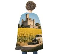KOAYUBFC Halloween Provence Sunflower Fields Cloak Reversible Cape Costume for Masquerade Halloween Cosplay Birthday Party Decoration