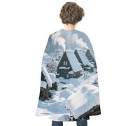 KOAYUBFC Halloween Snow Scene in Gassho Village Cloak Reversible Cape Costume for Masquerade Halloween Cosplay Birthday Party Decoration