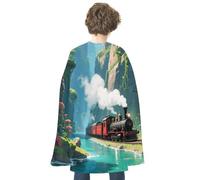 KOAYUBFC Halloween Steam Train Canyon Cloak Reversible Cape Costume for Masquerade Halloween Cosplay Birthday Party Decoration
