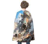 KOAYUBFC Halloween Steampunk City Ruins Cloak Reversible Cape Costume for Masquerade Halloween Cosplay Birthday Party Decoration