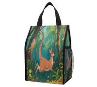 KOAYUBFC Kangaroos in The Jungle Insulated Lunch Bag Box, 12L Capacity with Dual Side Pockets, Foldable Cooler Tote, Leakproof Lunch Cooler Bag, Reusable Picnic Tote Bags for Work Travel Office Beach