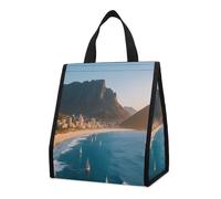 KOAYUBFC Mountains and Coastline Insulated Lunch Bag Box, 12L Capacity with Dual Side Pockets, Foldable Cooler Tote, Leakproof Lunch Cooler Bag, Reusable Picnic Tote Bags for Work Travel Office Beach