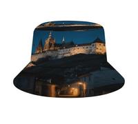 KOAYUBFC Outdoor Summer Hiking Hat Prague Castle Printed Fisherman Hat for Beach UV Protection Sun Protection Double-Sided Folding Suitable for Beach Hiking Outdoor Activities Unisex